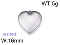 Polished silver stainless steel heart pendant, 16mm width, weighs 5g for DIY jewelry - Standard Silver Heart Pendant (KLJ135-Z)