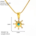 Detaillierte Größenangaben für den Sonnenstrahl-Anhänger aus Edelstahl mit Evil Eye - Sonnenblume Sternschliff Stil (SP606G)