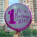 Pink polka dot first birthday foil balloon with number one for baby girl party decor - 18 Inch 1st Birthday Girl White