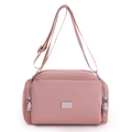 Bolso bandolera rosa loto de nailon con correa ancha y múltiples bolsillos de cierre - Rosa nude