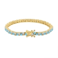 Tennis bracelet with gold plating featuring blue and white triangle cut zircon stones - 3mm Triangle 14k Gold 16.5cm Approx. 11.59g