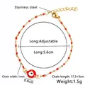 Golden stainless steel chain bracelet with red beads and evil eye charm in red finish - Bracelet / Evil Eye Red