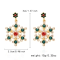 Christmas snowflake drop earrings with red and green crystals and white pearls in gold - Gold Red Green Stone Pearl Style