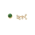 Asymmetric S925 silver stud earrings featuring green gemstone and constellation design - Virgo (Green)