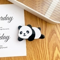 Cute black and white panda acetate hair clip in a charming cartoon panda shape design - Prone Panda Duckbill Clip