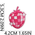 Detailed strawberry embroidery patch dimensions 5.3cm x 4.2cm with grid disco pattern - No.30-Checkered Strawberry