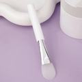 Silicone face mask brush with translucent white head and glossy white handle for mud spa - Slanted Tail Style E / White