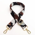 Close-up of adjustable camouflage strap with metallic silver thread and gold buckles - Coffee Silver Thread + Gold Buckle