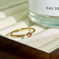 Minimalist 18K gold plated stainless steel ring featuring a round pink gemstone - October - Pink Orange