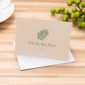 Beige textured greeting card with green palm leaf and Only For Your Heart text - Only For Your Heart / With Envelope