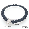 8mm black lava stone bead bracelet featuring a silver-tone Buddha head pendant - Silver Laughing Buddha Style (KB205904-Z)