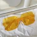 Bright yellow oversized square sunglasses with a transparent one-piece frame design - One-piece Square Deep Yellow