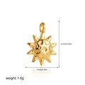 Detail view of 18K gold sun pendant with measurements 21mm by 15mm and 1.8g weight - SUN