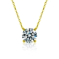 Classic gold S925 sterling silver necklace featuring a four-prong round moissanite pendant - 0.5 Carat Moissanite / Classic Four-Prong Necklace (Gold Color)