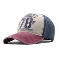 Detalle de gorra vintage con estampado California y textura de visera desgastada - Talla Única (56-60cm) / Estilo de Retazos Beige Azul Oscuro Burdeos (03)