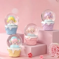 Cute ice cream girl resin glowing water globe figurines set in pastel colors - 2468# (lights + Snowflakes)
