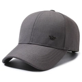 Men's dark grey cotton baseball cap with metallic wing emblem and curved visor - Adjustable / Light Grey With Eagle R Logo