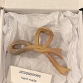 Gradient brown bow hair claw clip presented in a white gift box for women - 3# Yellow-Grey Gradient Ribbon Style