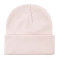Soft light pink ribbed knit beanie for winter warmth featuring high-quality acrylic texture - One Size / Light Pink