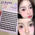 Natural spiked false eyelashes with 10 rows shown in packaging and worn on eyes - Large Capacity Pure Wild Style 12mm