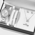 5-Piece Set (Watch+Bracelet+Necklace+Earrings+Ring) / Silver Set 3
