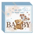 Teddybär-Party-Servietten in Hellblau mit niedlichem Bärenmotiv und Wolken-Design - Papier / Baby Servietten / Standard