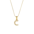 Collana a catena serpente placcata oro 18K con ciondolo lettera C in zirconi - Lettera C