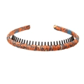 Orange patterned fabric headband with black inner plastic teeth for secure grip - 127 Pattern-Orange