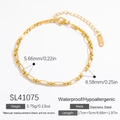 Pulsera de cadena de eslabones tipo clip en acero inoxidable dorado con medidas exactas - Oro de 18k / Estilo Cadena de Clip (SL41075)
