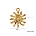Detail view of 304 stainless steel sun pendant dimensions showing 16.4mm height and 12.8mm width - Small Sun Face YTP2412081