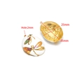Gold-plated stainless steel oval pendant with white enamel and colorful dragonflies - Dragonfly / 25*35mm / Purple