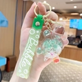 Creative green turtle keychain with liquid glitter flow and silicone wrist strap - Turtle Bubble Bead - Green