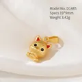 Matte gold Shiba Inu zodiac charm with red enamel detail, size 19x9mm, for DIY bracelets - D1485 (Dog)