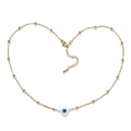 Golden stainless steel necklace with evil eye charm and delicate gold bead details - Gold - Evil Eye