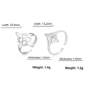 Silver Celtic witch knot open rings with detailed dimensions and weight specifications - Style D 2 Rings / Steel