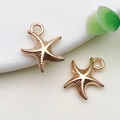 Set of two rose gold starfish pendants in vintage zinc alloy for DIY jewelry - 1-Piece Pack (13x15.5mm)