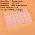 Detail of fixed 24-compartment transparent plastic organizer box 19x13x2.2cm - Fixed 24-Compartment (19x13x2.2cm)