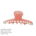 Pink acetate shark hair claw clip with pearl accents and 9.5cm length for women - Pink