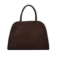 Large dark brown faux suede tote bag with minimalist handle and vintage texture - Coffee (Large No Strap)