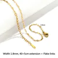 Golden stainless steel sequin chain necklace 1.8mm width with lobster clasp closure - 04 Lip Chain-40+5cm-Gold