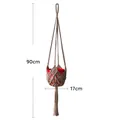 90cm beigefarbener Makramee-Pflanzenhänger mit Quasten und rotem Keramiktopf - 90cm/150g / Grau Braun