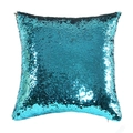 Funda de cojín cuadrada moderna con lentejuelas turquesas para sofá sobre fondo blanco - 45x45cm (Sin Núcleo) / Lentejuela Azul
