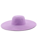 Detail of lavender purple straw sun hat with wide brim and tight woven texture - M (56-58cm) / Taro Purple