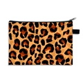 Portable rectangular leopard print makeup bag with brown patterns and top zipper - Classic Leopard-05