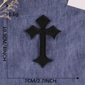 Gotischer schwarzer Kreuz-Stickaufnäher für Kleidung, 10,3 cm hoch, auf Denim-Stoff - Heißschmelzkleber / Schwarz