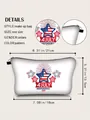 Portable 4th of July makeup bag with stars and stripes pattern and sizing chart details - USA Independence Day 4th July (jiaying63)