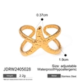 Dettagli dell'anello regolabile a stella marina in acciaio con dimensioni e specifiche di peso - Stile Aperto Incrociato Stella Marina (JDRW2405028)