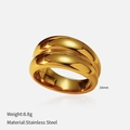 Polished double-band stainless steel ring in gold finish with 18mm diameter - Double Layer Minimal Style (YHTSR-2501165)