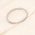 Detailed view of silver elastic metal bracelet showing flexible wire texture on silk background - Silver-8mm
