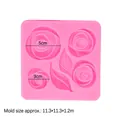 Pink silicone mold featuring various rose and leaf shapes for fondant cake decorating - 1# Rose & Leaf Style / Pink